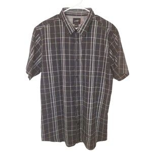 O'neill Men's Shirt Size XXL Black Gray Plaid Collared Button Down Short Sleeve